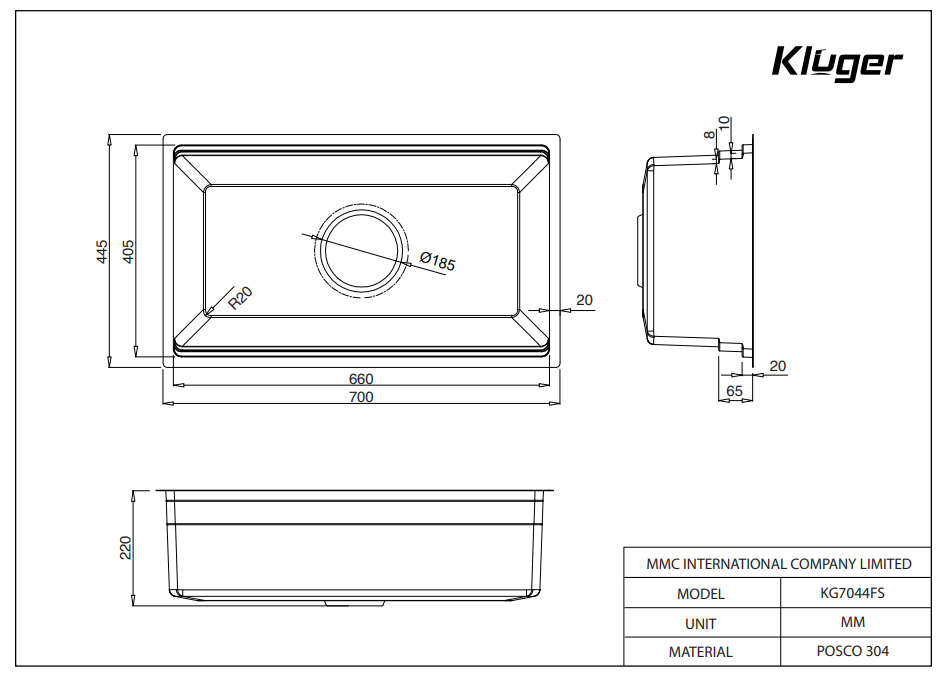 Chậu rửa bát Kluger KG7044FS Basic - Ảnh 6