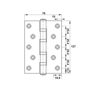 Bản lề lá Hafele inox 127x76x3mm 4 vòng bi