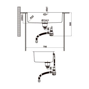 Chậu bếp Inox Hafele R25 HS25-SSN1S-760