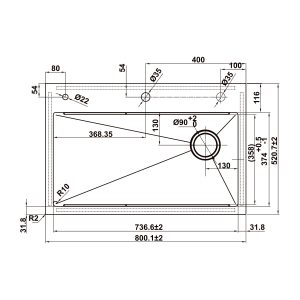 Chậu bếp Inox Hafele WF R10 HS25-SSN1S-8052