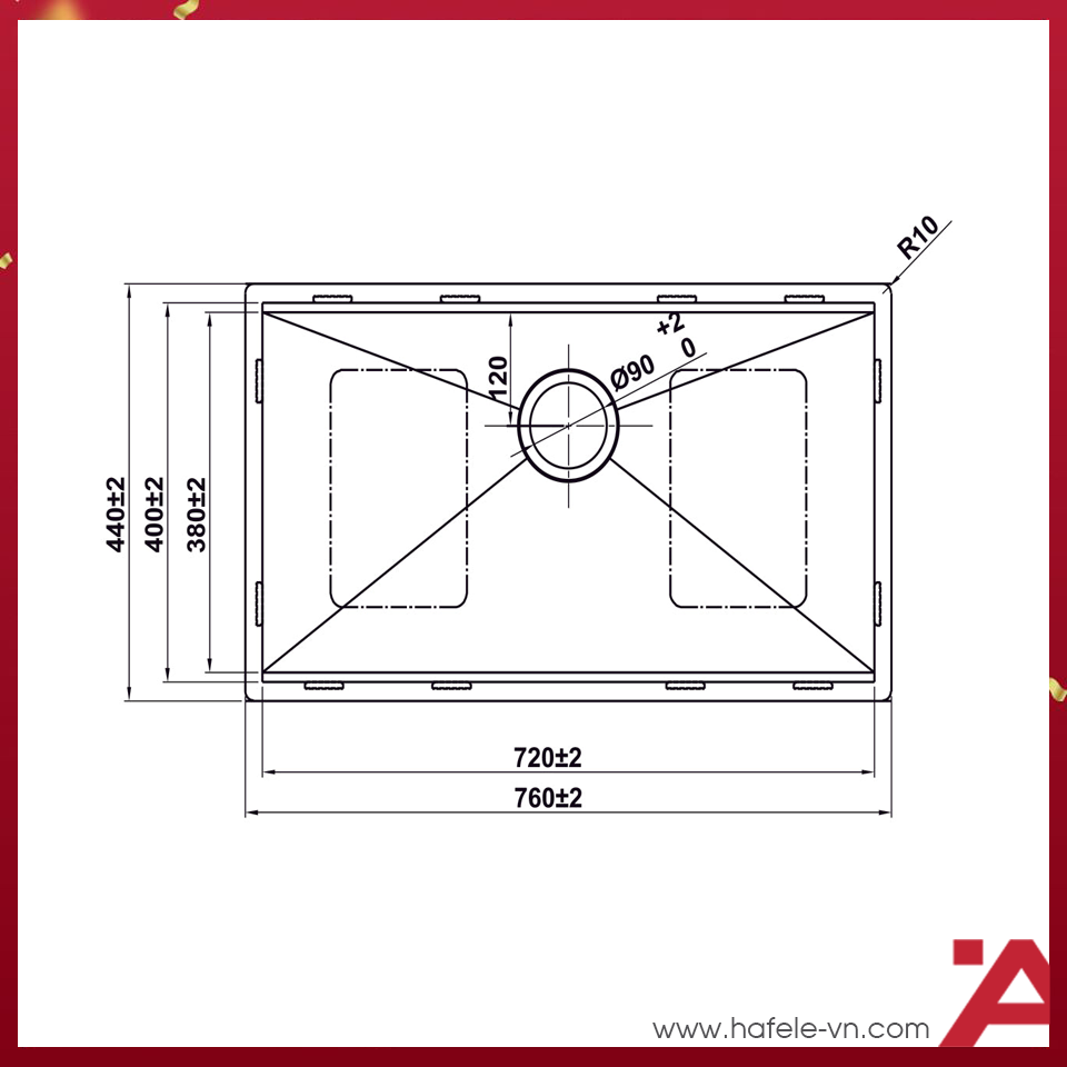 Chậu bếp Inox Hafele HS25-SSN1S-7644 - Ảnh 5