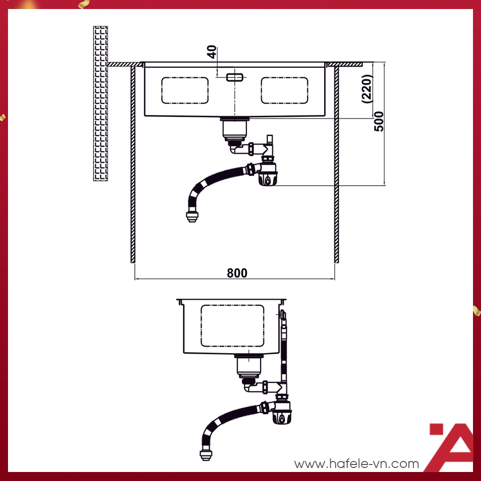 Chậu bếp Inox Hafele HS25-SSN1S-7644 - Ảnh 4