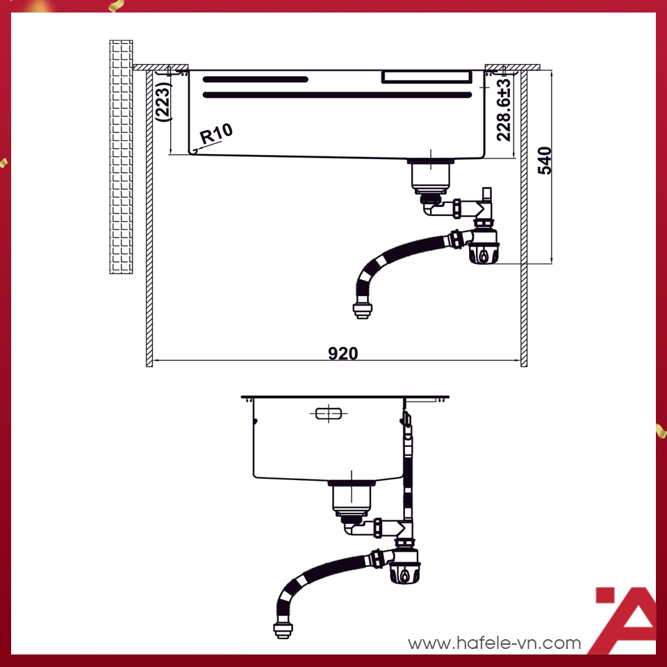 Chậu bếp Inox Hafele HS25-SSN1S-8052 - Ảnh 2