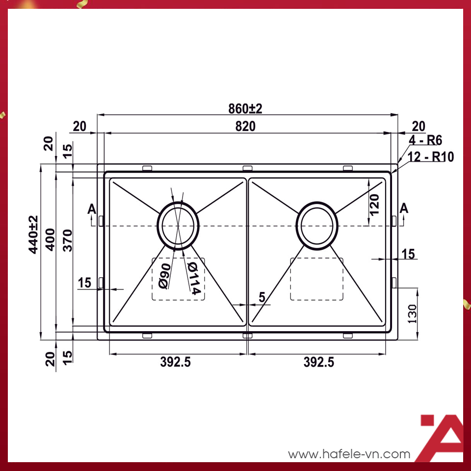 Chậu Inox Hafele HS25-SSN2S-8644 - Ảnh 3