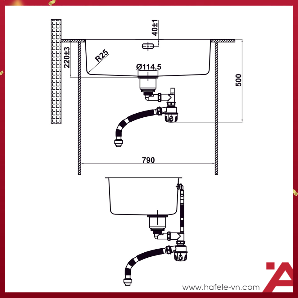 Chậu bếp Inox Hafele R25 HS25-SSN1S-760 - Ảnh 2