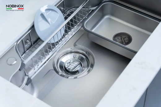 Chậu rửa bát 1 Hố Nobinox ARVO B275 - Kèm vòi rút - BH hãng - Ảnh 12