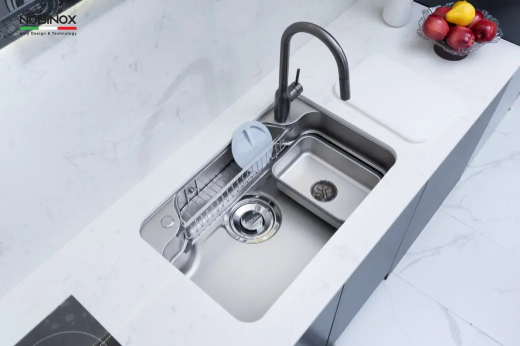 Chậu rửa bát 1 Hố Nobinox ARVO B275 - Kèm vòi rút - BH hãng - Ảnh 4