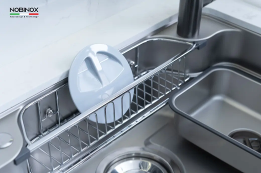 Chậu rửa bát 1 Hố Nobinox ARVO B275 - Kèm vòi rút - BH hãng - Ảnh 5