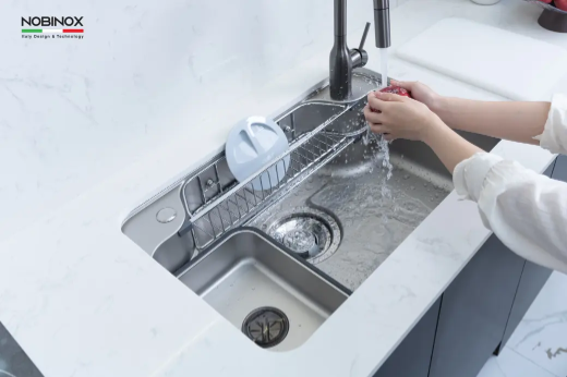 Chậu rửa bát 1 Hố Nobinox ARVO B275 - Kèm vòi rút - BH hãng - Ảnh 9