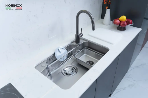 Chậu rửa bát 1 Hố Nobinox ARVO B275 - Kèm vòi rút - BH hãng - Ảnh 11
