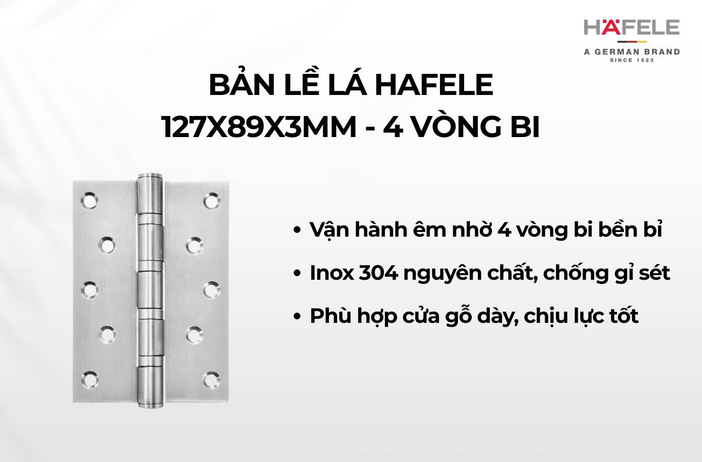 Bản lề lá Hafele 127x89x3mm - 4 vòng bi