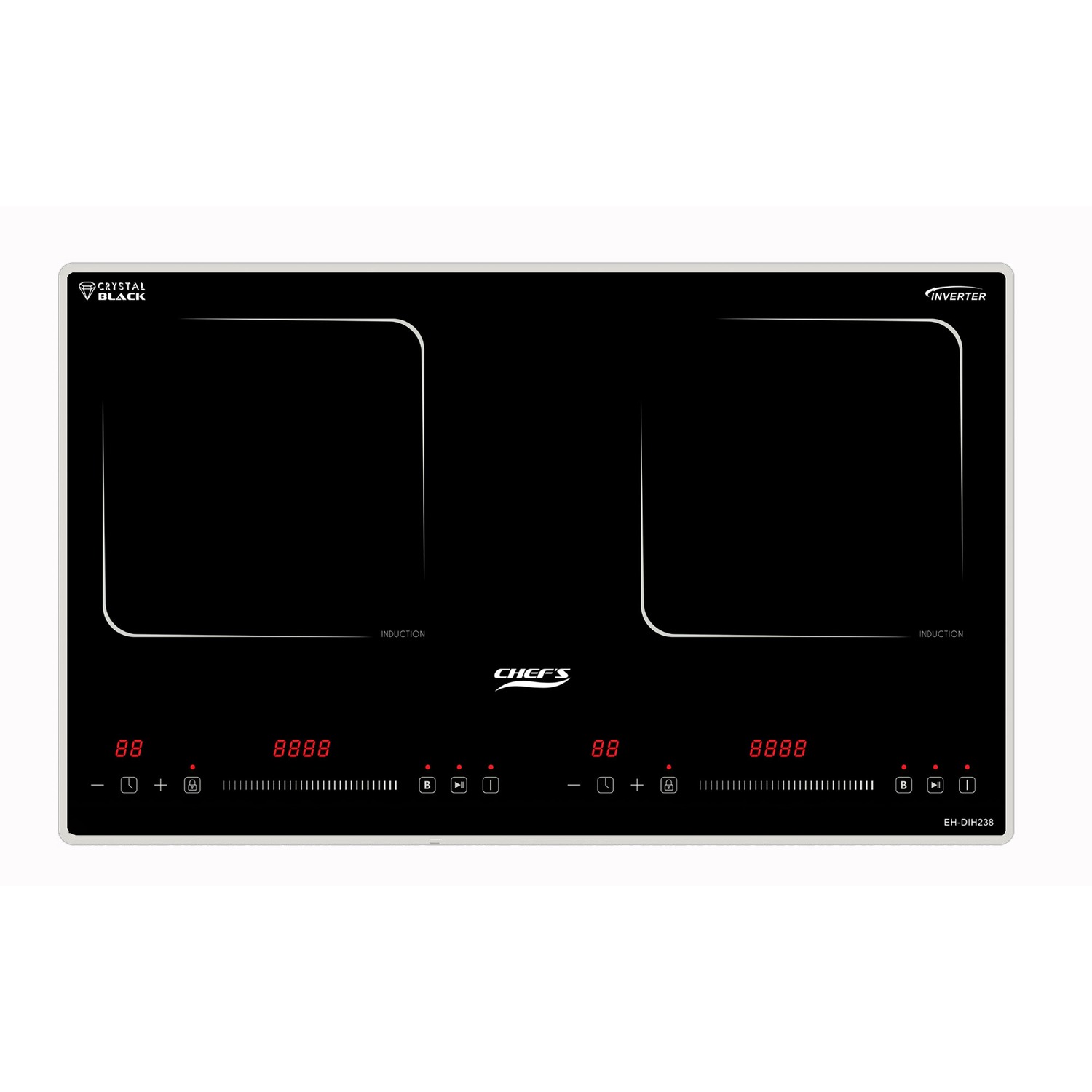 Bếp từ đôi Chef's EH-DIH238 – 2 vùng nấu 3800W, mặt kính Schott Ceran, thiết kế sang trọng