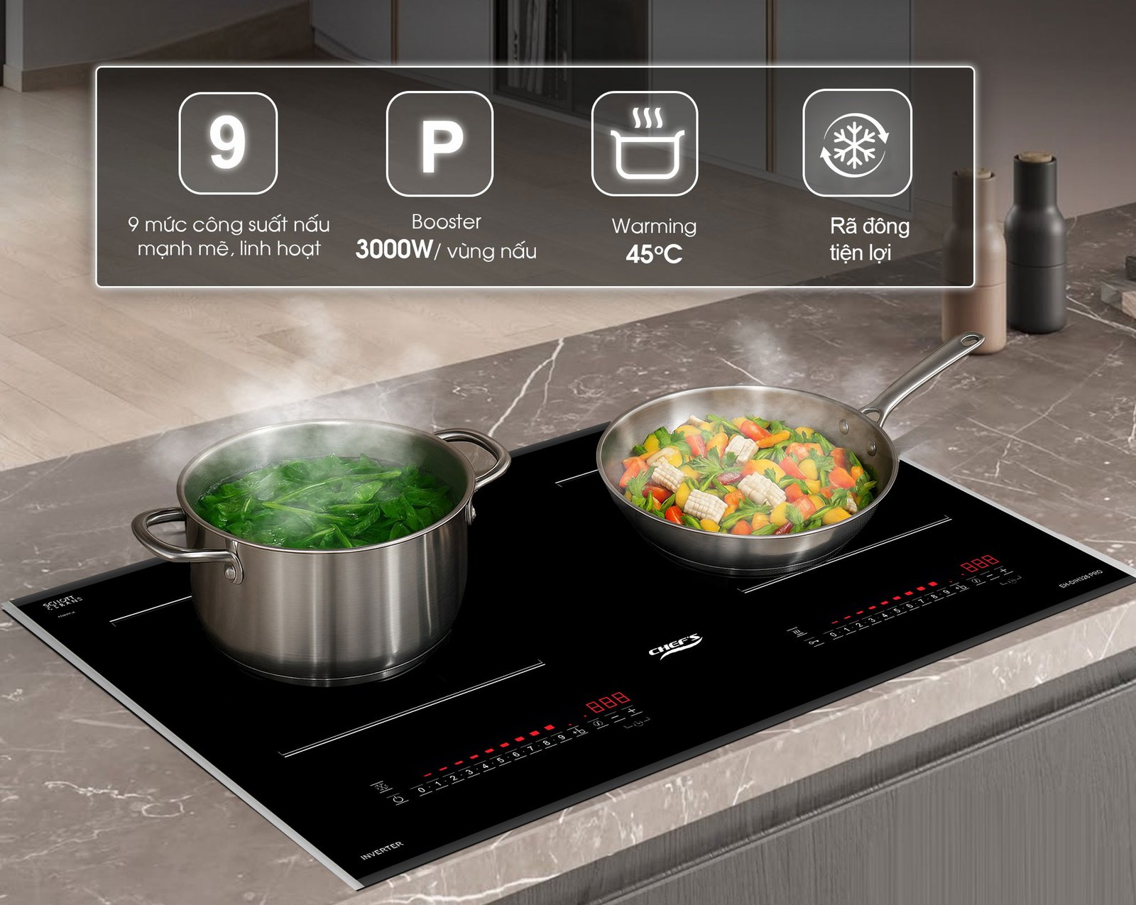 Tính năng thông minh trên bếp Chef's EH-DIH326 PRO