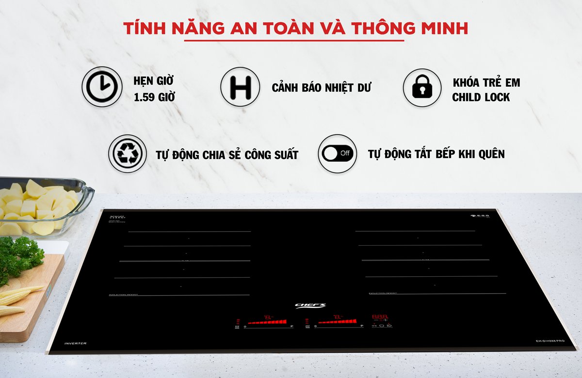 Tính năng an toàn trên bếp Chef's EH-DIH888 Pro