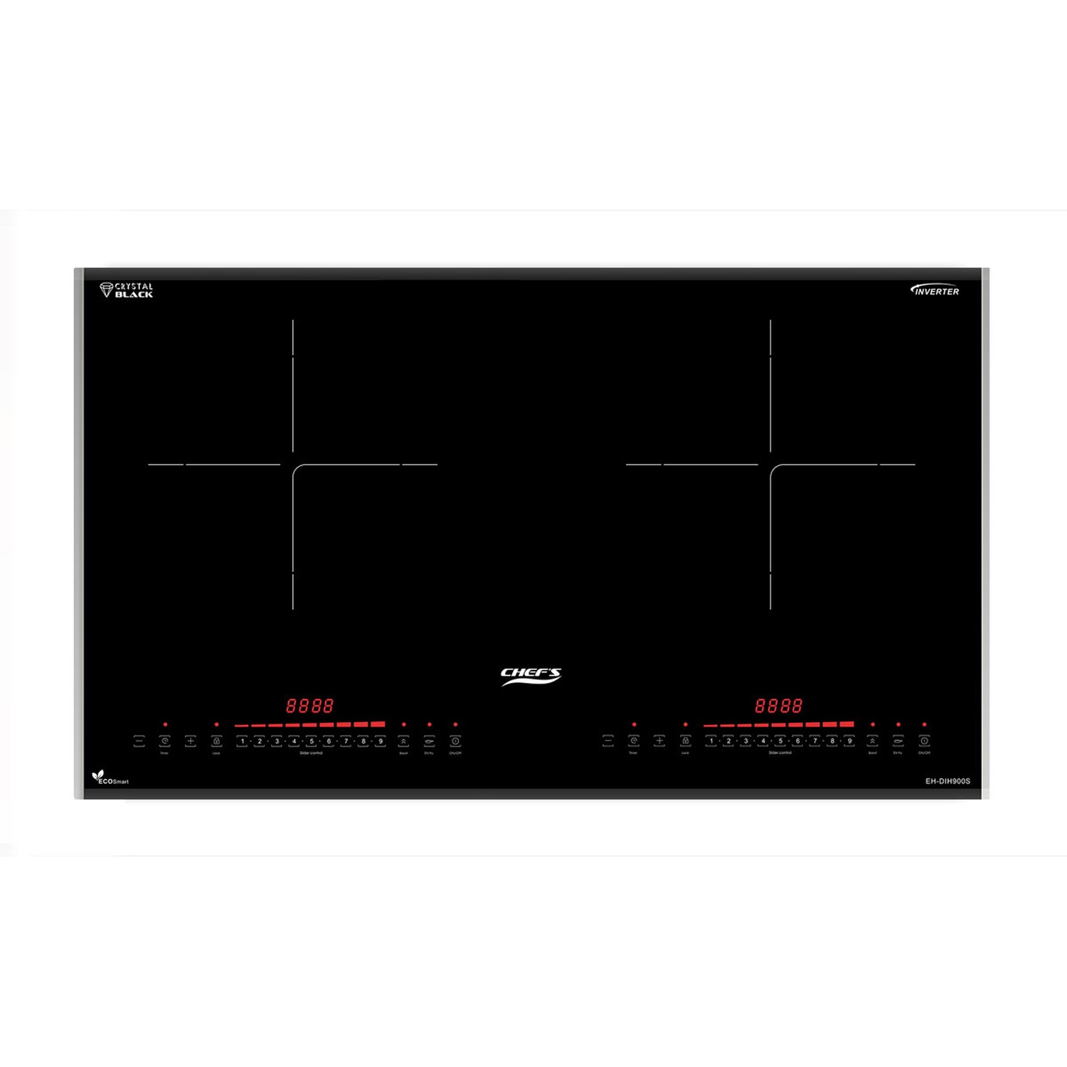 Bếp từ đôi Chef's EH-DIH900S – 2 vùng nấu 3600W, kính Schott Ceran, thiết kế sát viền