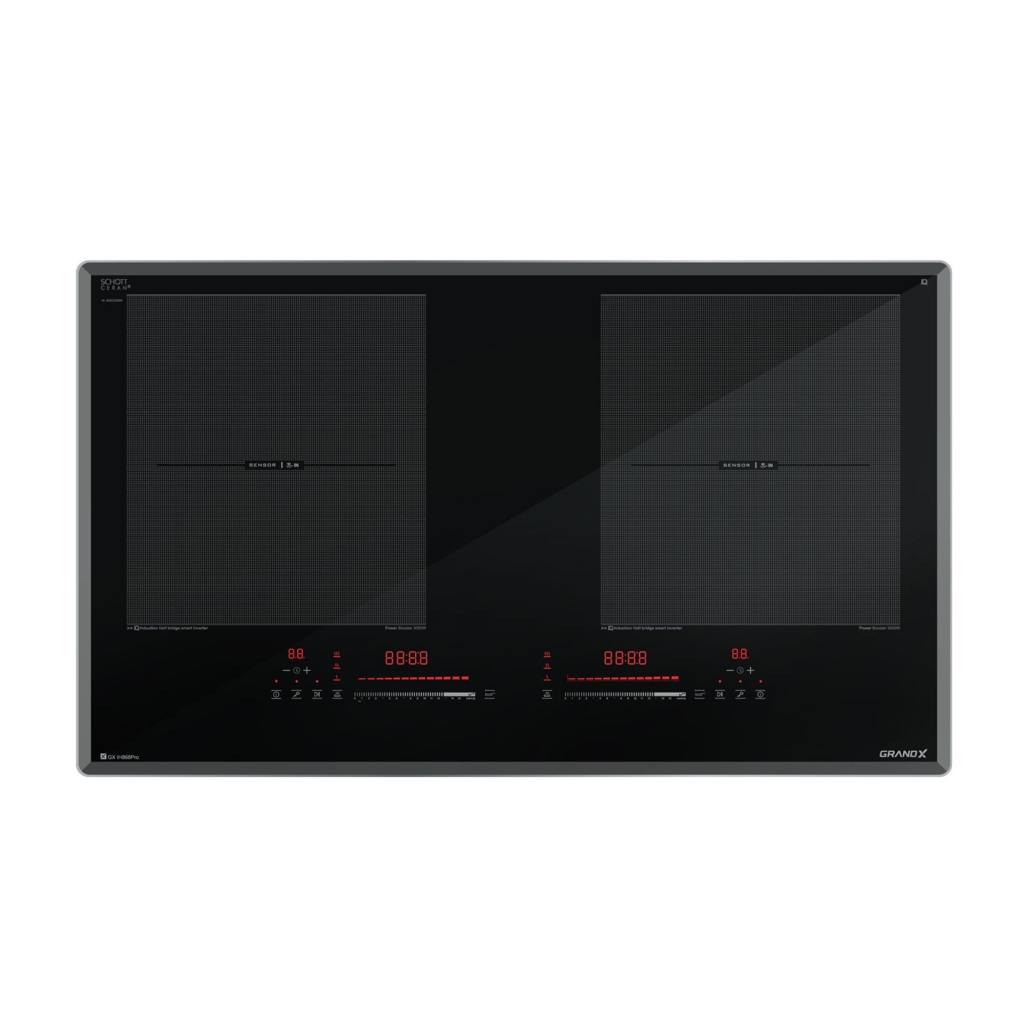 Bếp từ đôi Grandx GX IP868XPRO Series 8 – kính Schott Ceran, viền hợp kim nhôm mạ Nano Titan
