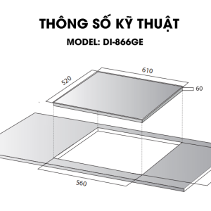 Bếp từ Köcher DI-866GE nhập khẩu Đức GX E.G.O – chi tiết mặt kính – Hà Nội