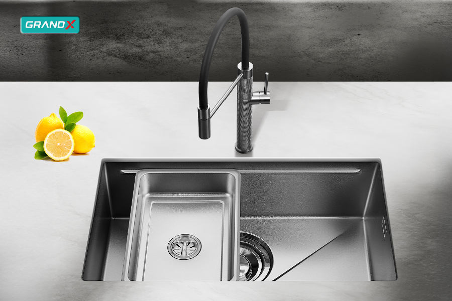 Chậu Rửa Bát Inox GrandX GX6845V VOLCANO - nhìn từ trước - Luxehouse