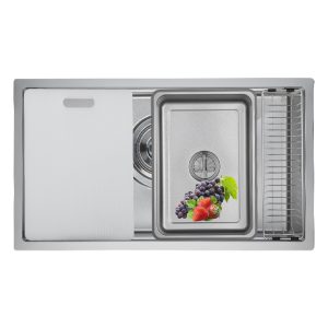 Chậu rửa bát inox GrandX GX6845V VOLCANO 1 hố – thiết kế gọn 68×45 cm, vân Volcano