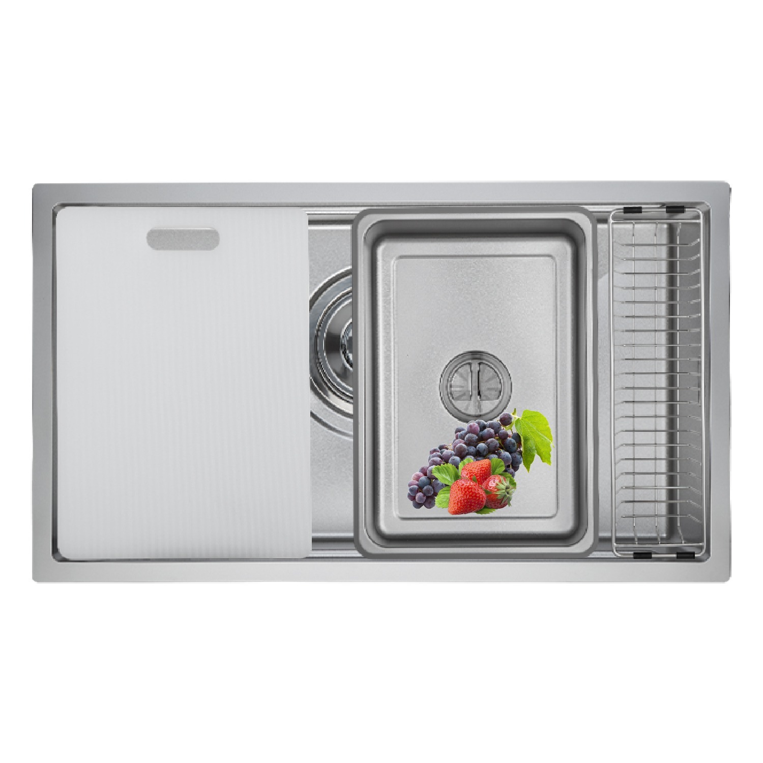 Chậu rửa bát inox GrandX GX6845V VOLCANO 1 hố – thiết kế gọn 68×45 cm, vân Volcano