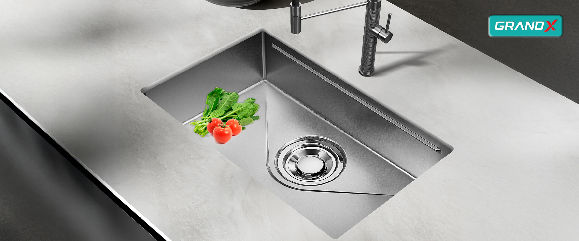 Chậu Rửa Bát Inox GrandX GX7845JP HIKARI - nhìn từ trước - Luxehouse