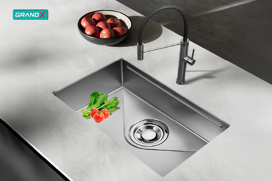 Chậu Rửa Bát Inox GrandX GX7845JP HIKARI - nhìn nghiêng - Luxehouse