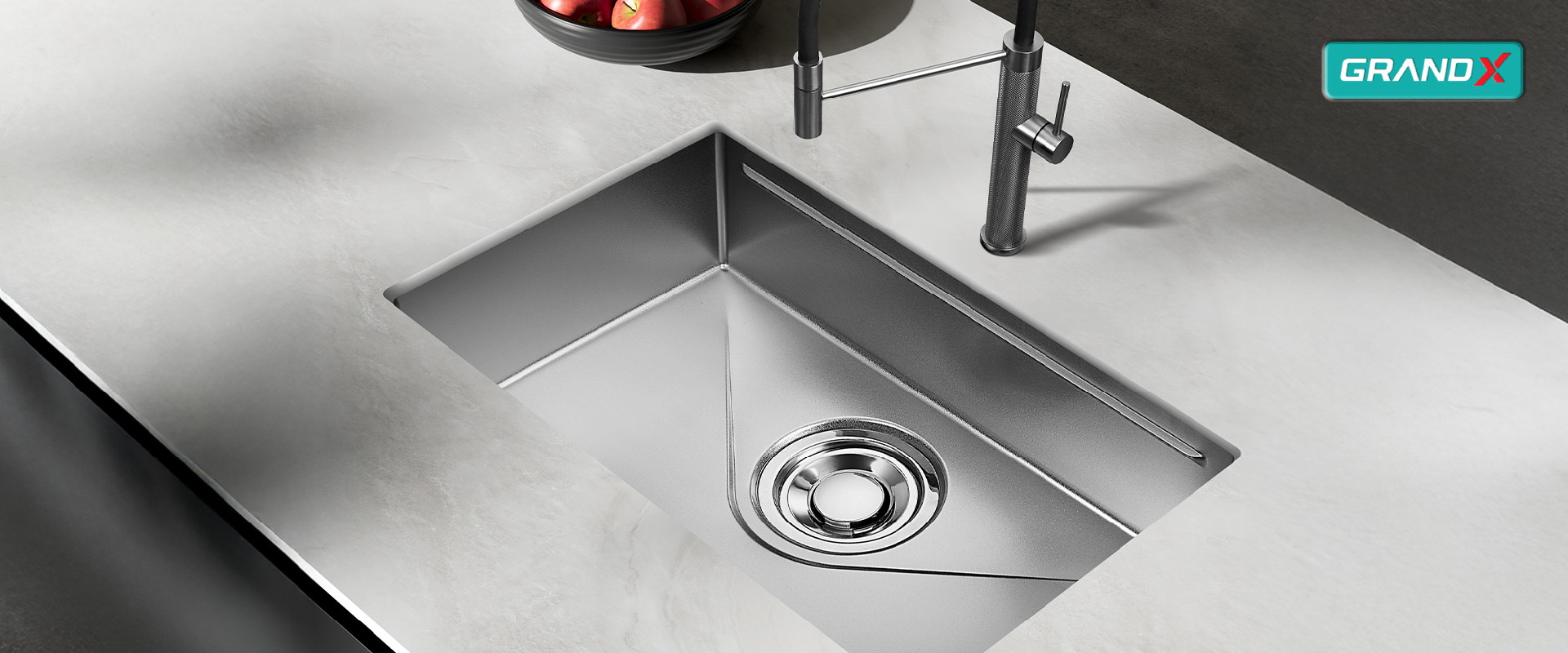 Chậu Rửa Bát Inox GrandX GX7845V VOLCANO - nhìn nghiêng - Luxehouse