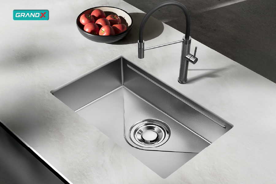 Chậu Rửa Bát Inox GrandX GX7845V VOLCANO - chi tiết bề mặt - Luxehouse