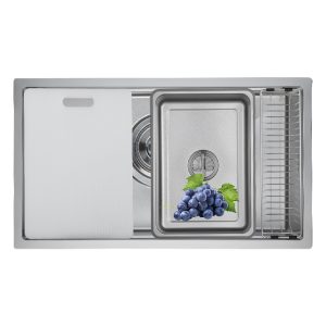 Chậu rửa bát inox GrandX GX7845V VOLCANO 1 hố – kích thước 78×45 cm, vân Volcano chống xước