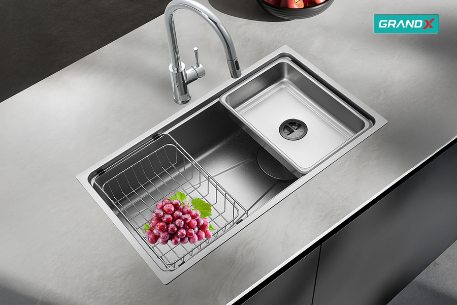 Chậu Rửa Bát Inox GrandX GX8045LV VOLCANO - nhìn từ trước - Luxehouse