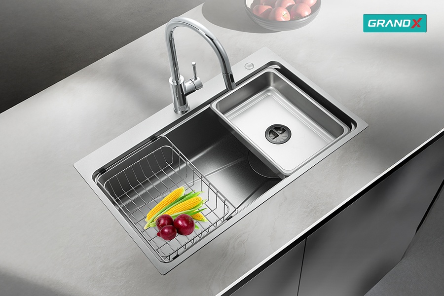 Chậu Rửa Bát Inox GrandX GX8050SV VOLCANO - nhìn từ trước - Luxehouse