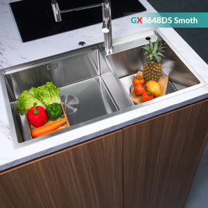 Chậu Rửa Bát Inox GrandX GX8648DS SMOOTH 2 Hố - nhìn từ trên - Luxehouse