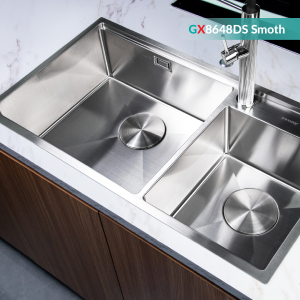Chậu Rửa Bát Inox GrandX GX8648DS SMOOTH 2 Hố - nhìn từ trước - Luxehouse