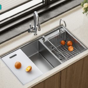 Chậu Rửa Bát Inox GrandX GX8648DS SMOOTH 2 Hố - chi tiết bề mặt - Luxehouse