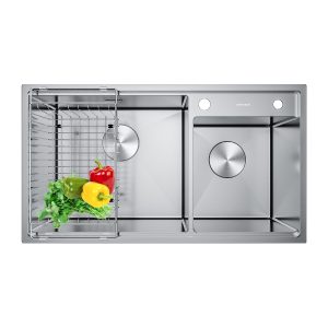 Chậu rửa bát inox GrandX GX8648DS SMOOTH 2 hố – bề mặt mờ Nano, inox SUS304 dày 1.0 mm
