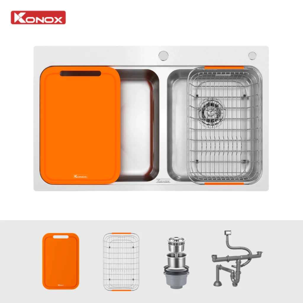 Chậu rửa bát Konox 2 hố cân R50 Tari 7851TD Chính Hãng Giá Tốt - Ảnh 3