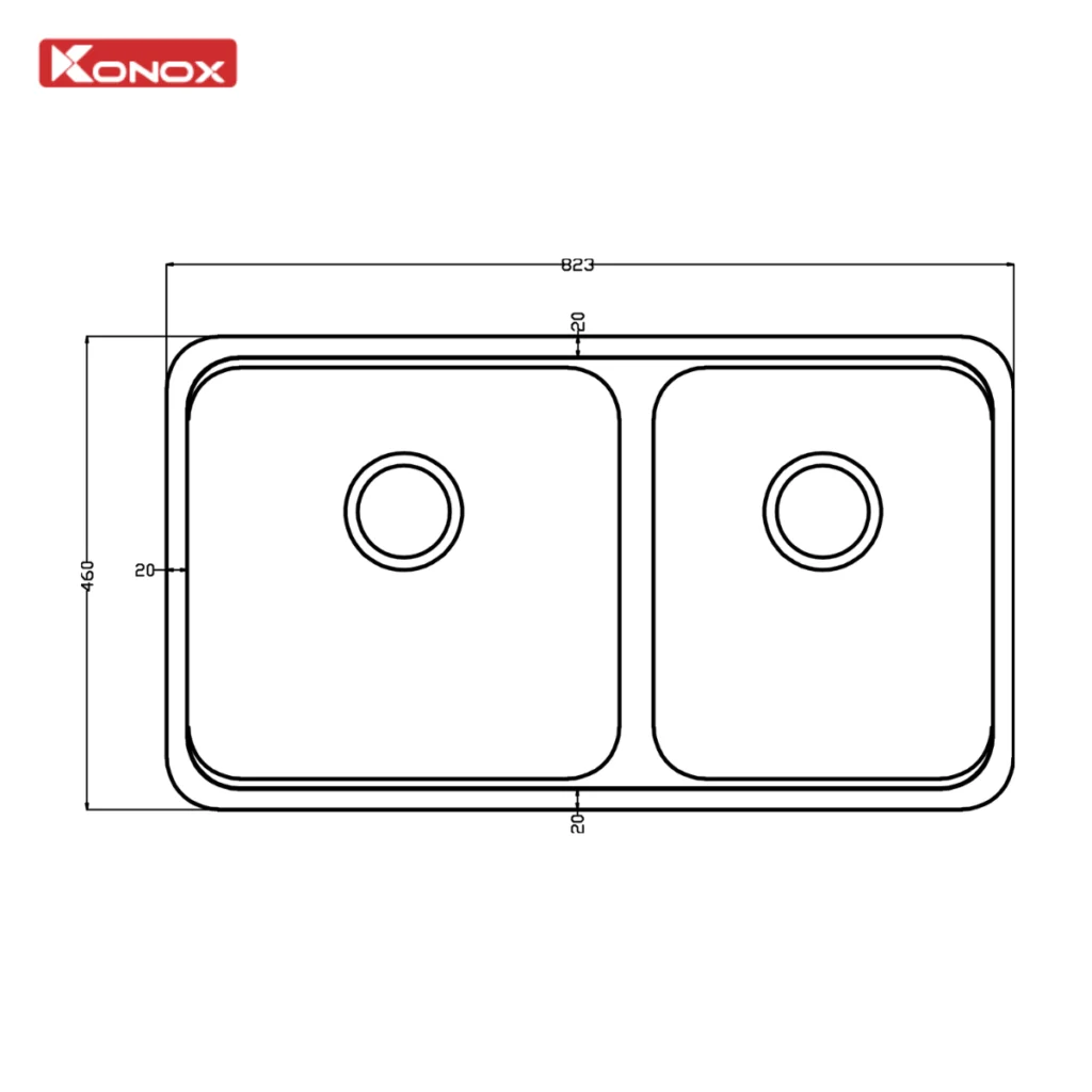 Chậu rửa bát Konox lắp âm 2 hố lệch R50 Tari 8246DU Chính Hãng Giá Tốt - Ảnh 2