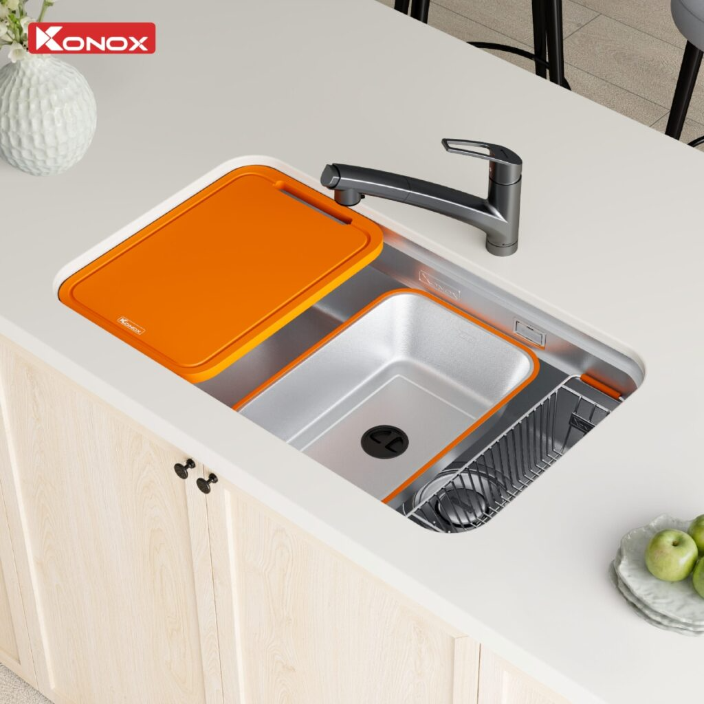 Chậu rửa bát Konox phong cách Nhật chống xước Tari Smart 8047 Chính Hãng Giá Tốt - Ảnh 14