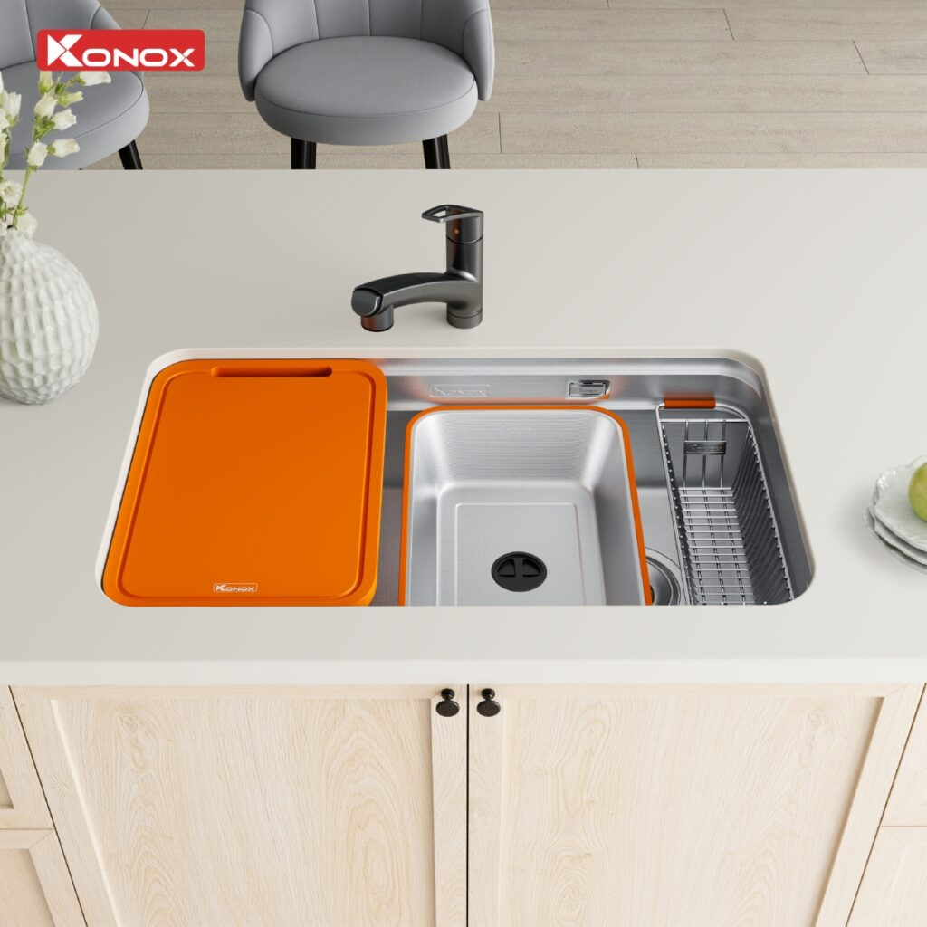 Chậu rửa bát Konox phong cách Nhật chống xước Tari Smart 8047 Chính Hãng Giá Tốt - Ảnh 13