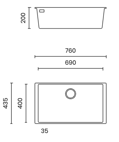 TASCA MITO NT761B | Chậu rửa bát đá 1 hố nhập khẩu Ý - Ảnh 3