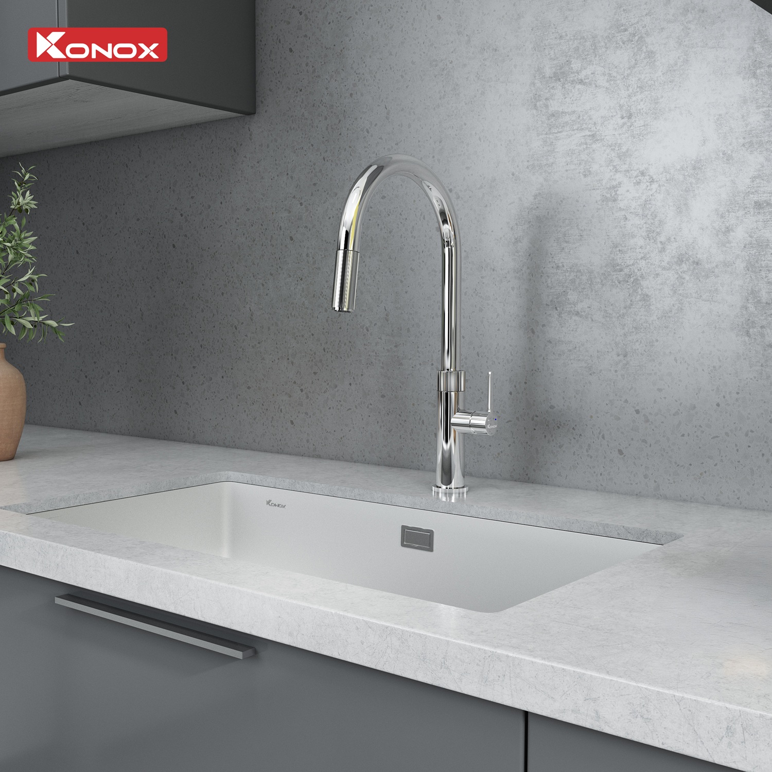 Vòi rửa bát dây rút KONOX Lasi Chrome Chính hãng giá tốt - Ảnh 4