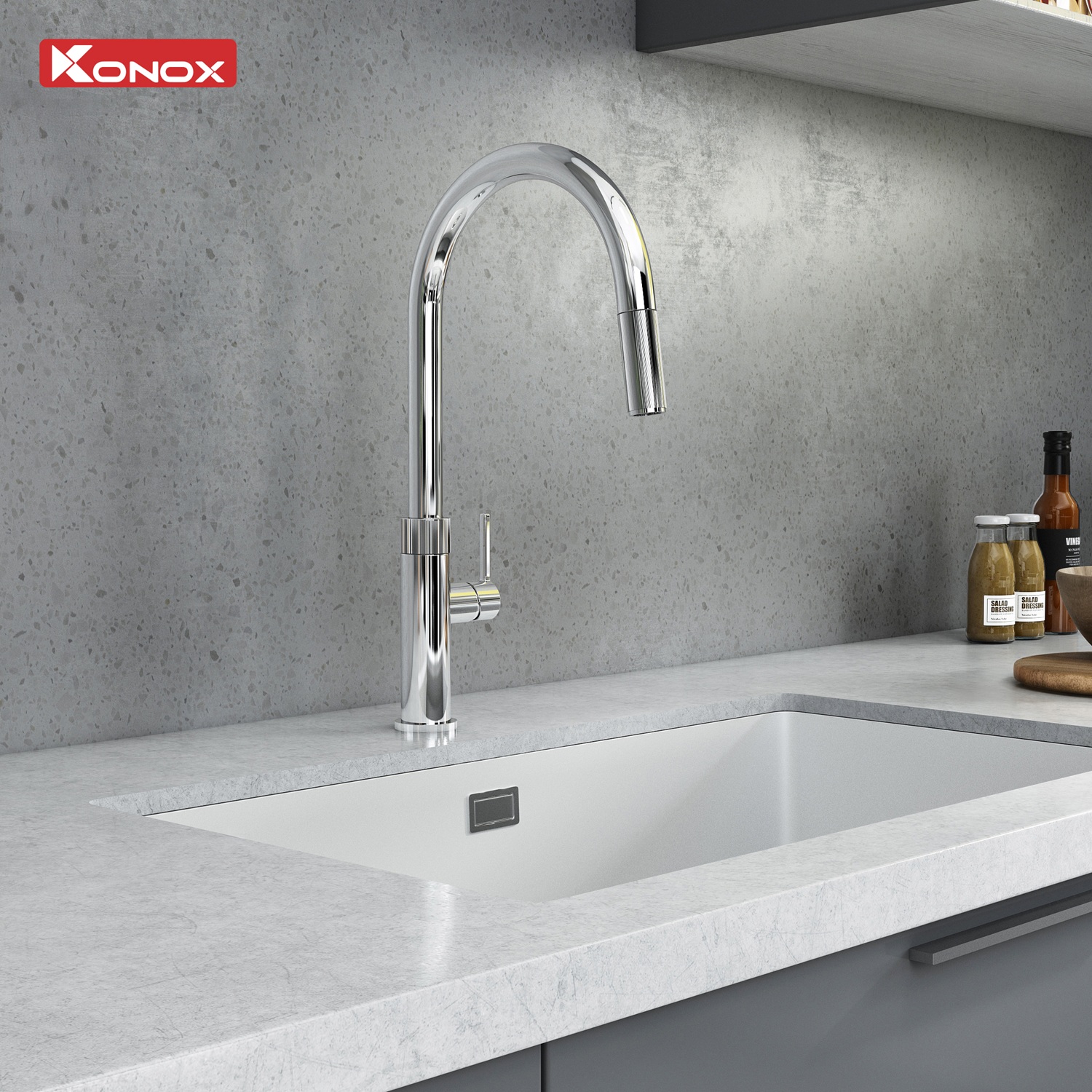 Vòi rửa bát dây rút KONOX Lasi Chrome Chính hãng giá tốt - Ảnh 3