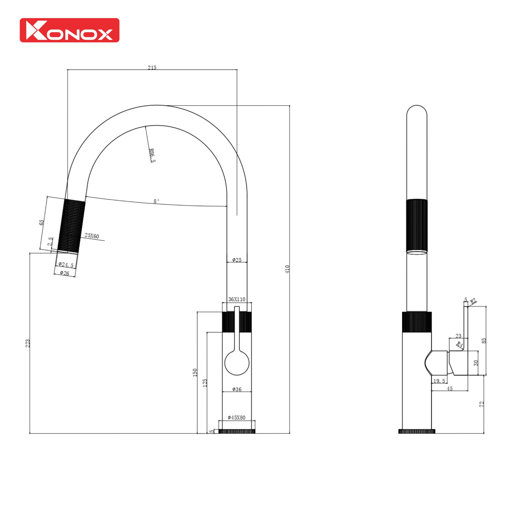 Vòi rửa bát dây rút KONOX Lasi Chrome Chính hãng giá tốt - Ảnh 2