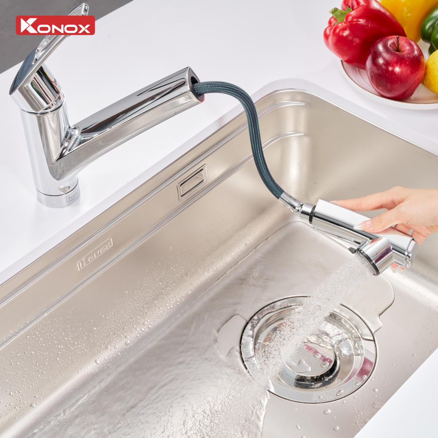 Vòi rửa bát dây rút KONOX Kira Chrome Chính hãng - Ảnh 2