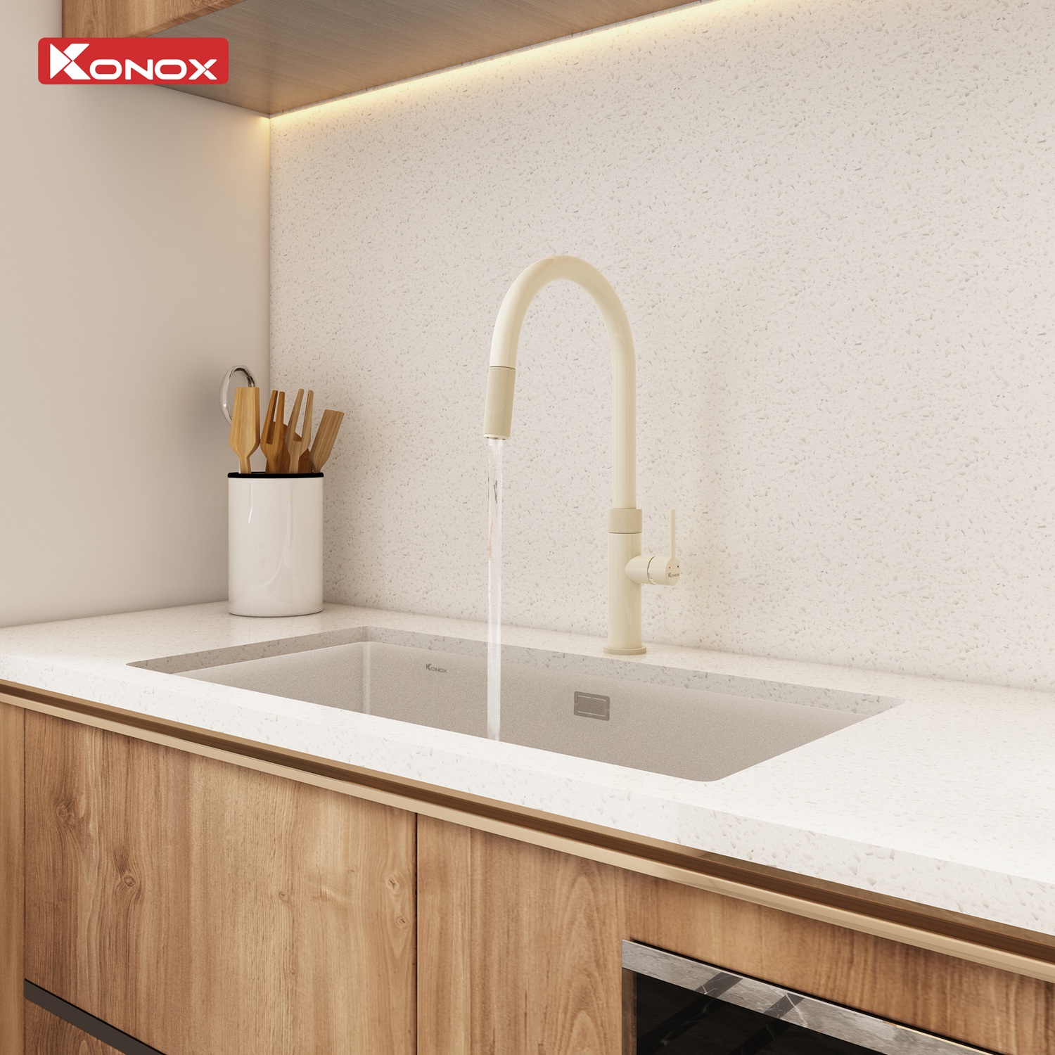 Vòi rửa bát dây rút KONOX Lasi Nude Chính hãng giá tốt - Ảnh 4