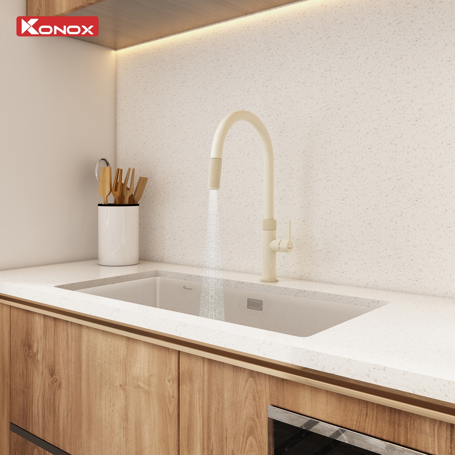 Vòi rửa bát dây rút KONOX Lasi Nude Chính hãng giá tốt - Ảnh 3