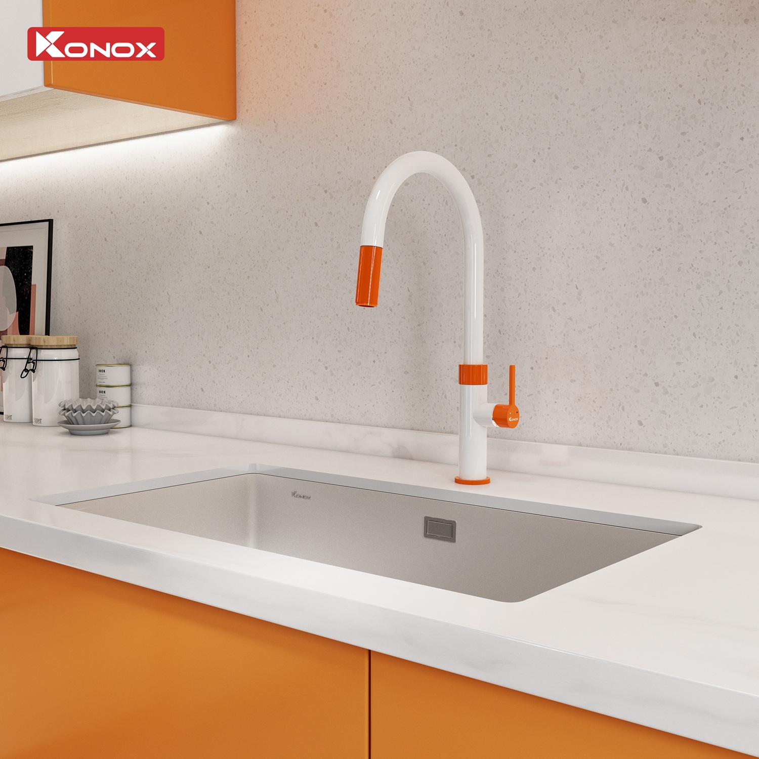 Vòi rửa bát dây rút KONOX Lasi Orange Chính hãng giá tốt - Ảnh 4