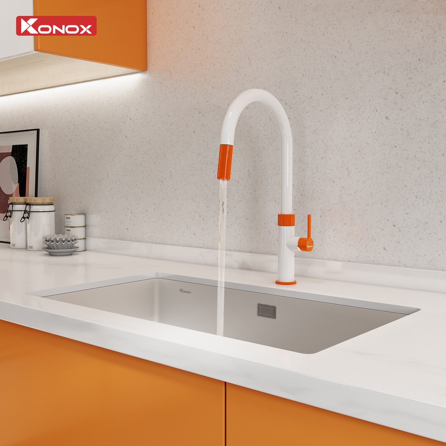Vòi rửa bát dây rút KONOX Lasi Orange Chính hãng giá tốt - Ảnh 3