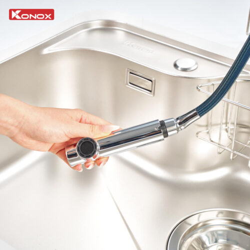 Vòi rửa bát dây rút KONOX Lumo Smart Chrome Chính hãng - Ảnh 3