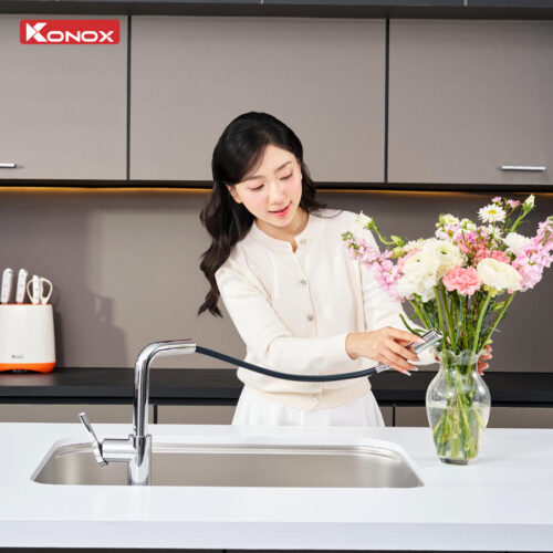 Vòi rửa bát dây rút KONOX Lumo Smart Chrome Chính hãng - Ảnh 2